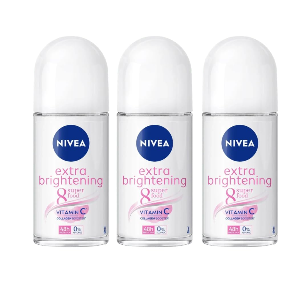 NIVEA Extra Brightening underarm roll-on applying for brighter, more even skin tone.