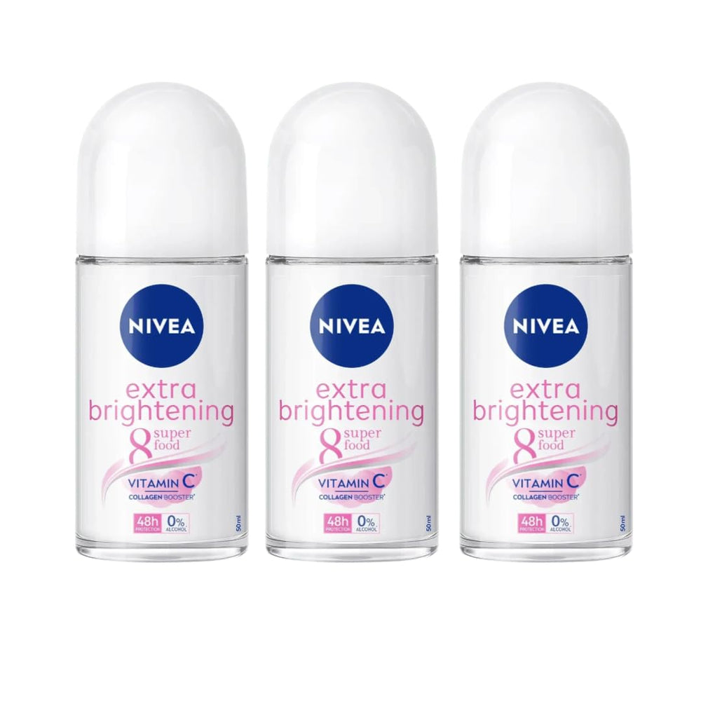 NIVEA Extra Brightening underarm roll-on applying for brighter, more even skin tone.