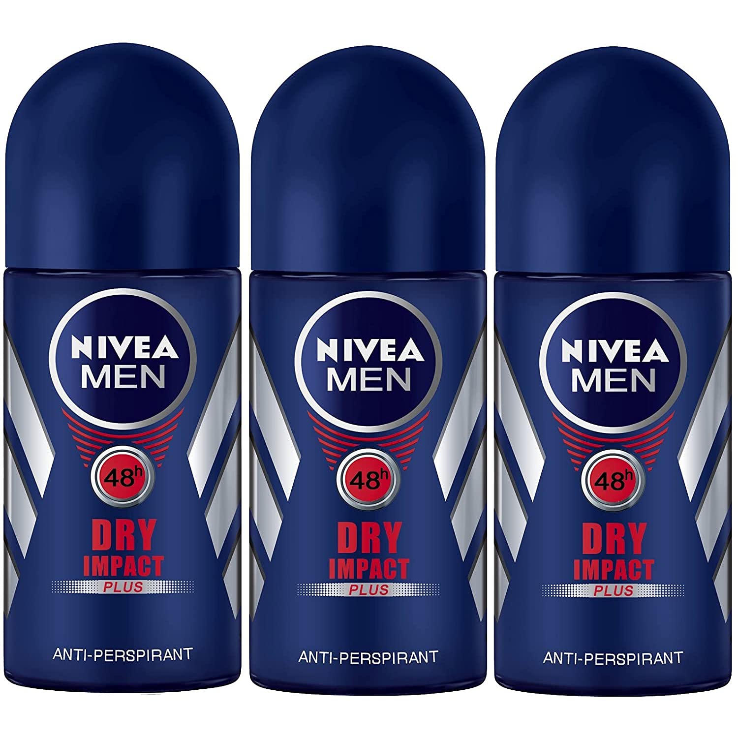 NIVEA for Men Dry Impact roll-on 50ml close-up with long-lasting freshness.
