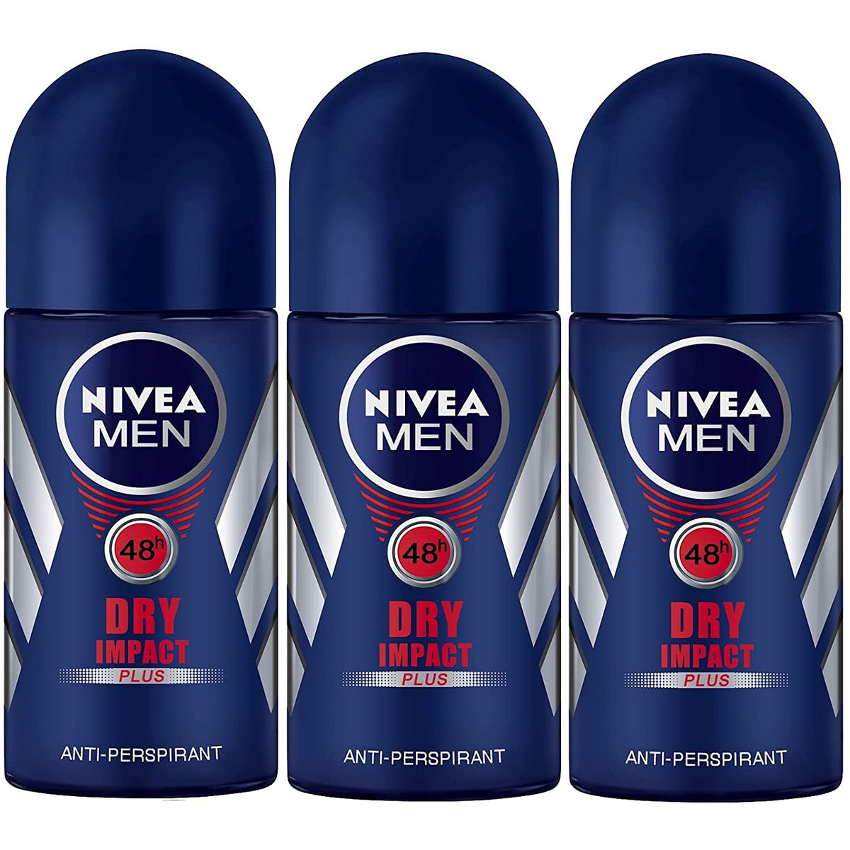NIVEA for Men Dry Impact roll-on 50ml close-up with long-lasting freshness.