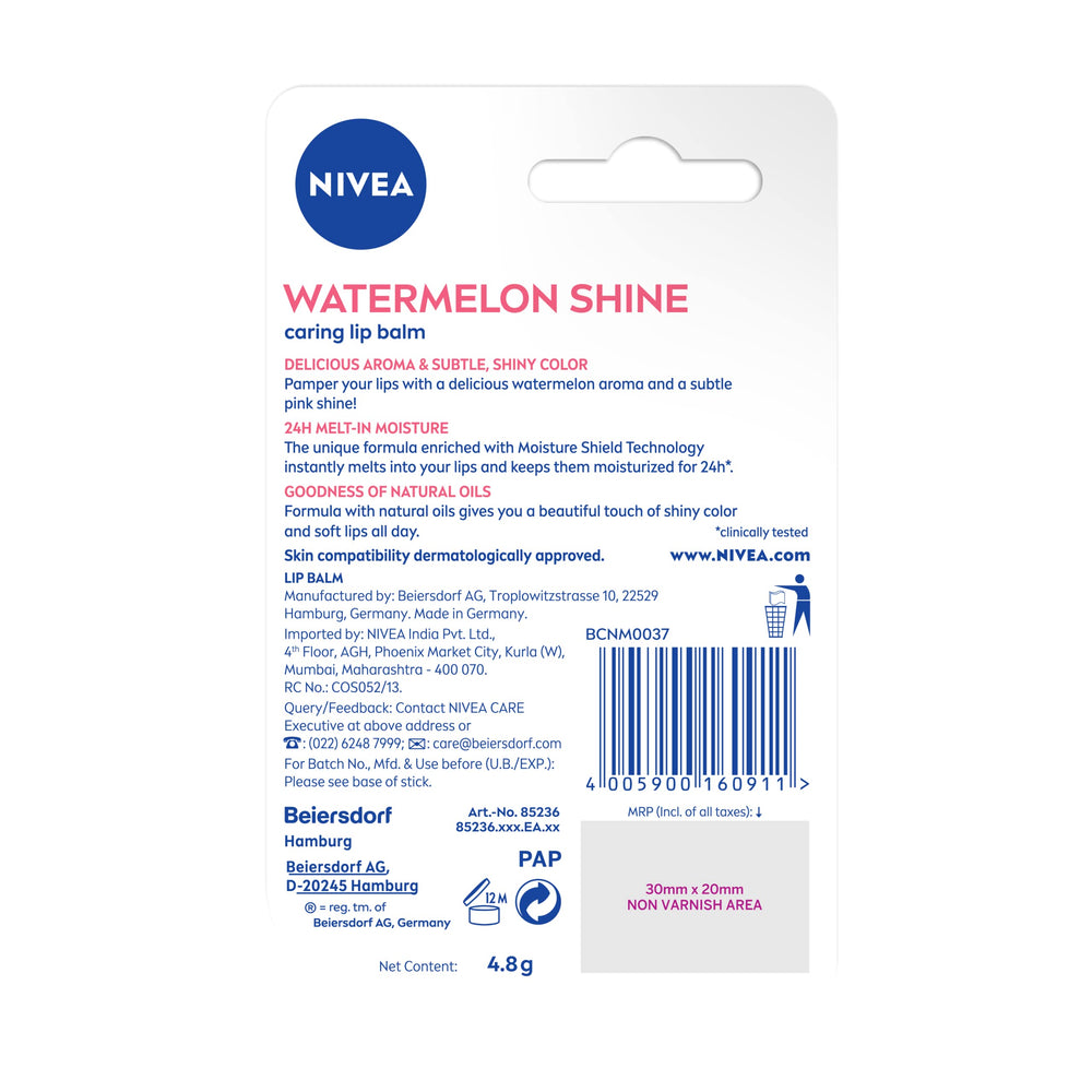 NIVEA lip balm leaves a light finish with no residue.