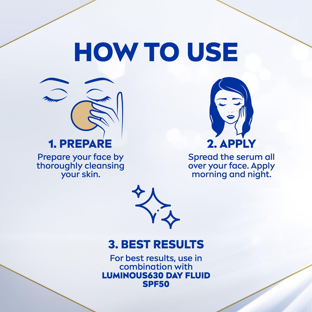NIVEA Luminous 630 Serum night routine demonstrates gentle spot care potential