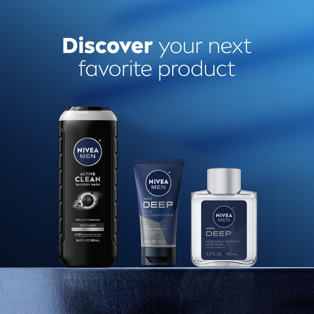 NIVEA MEN Active Clean Charcoal vanilla-bourbon scent note after shower.