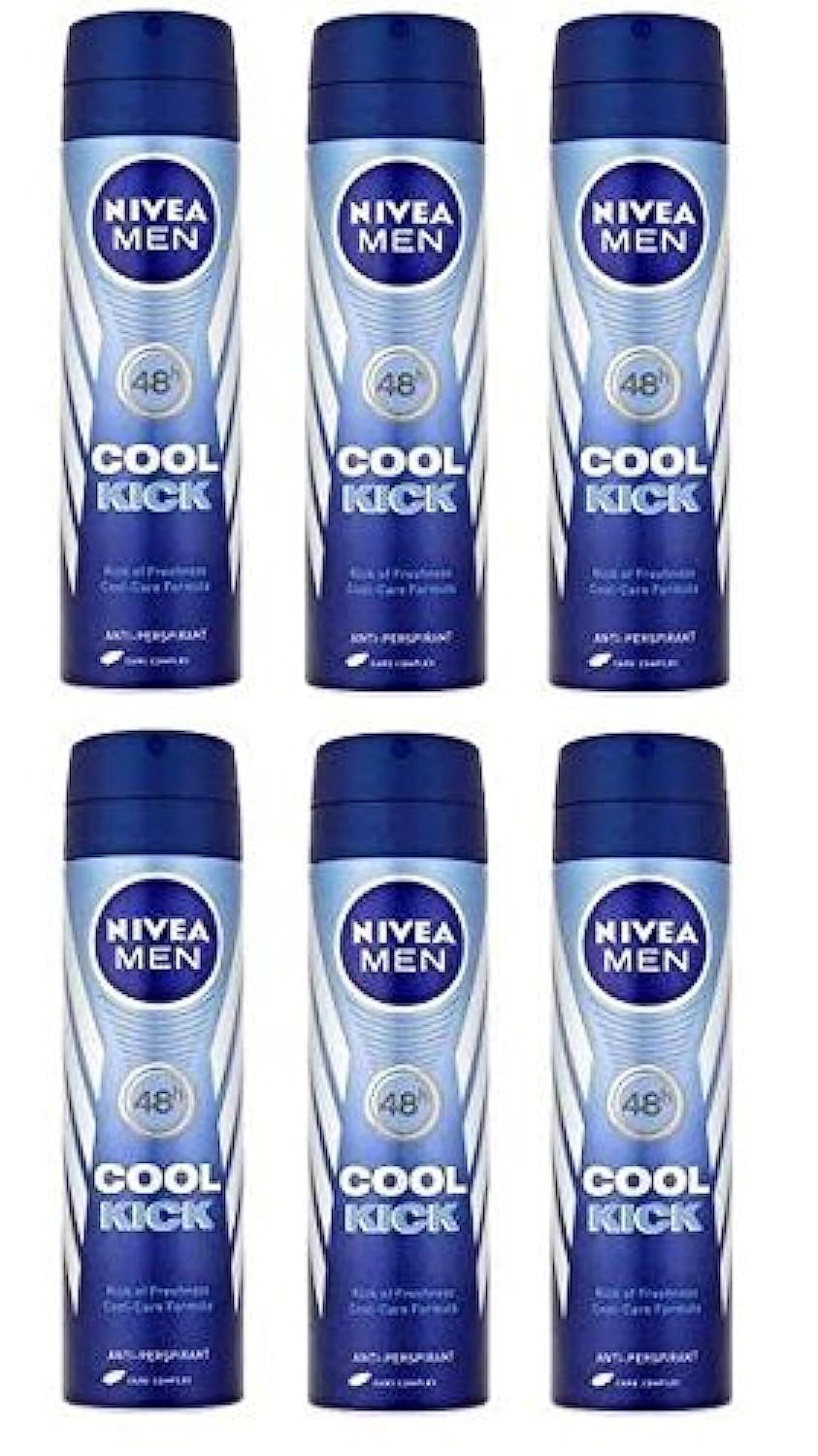 NIVEA MEN Cool Kick anti-perspirant can in a six-pack for daily freshness