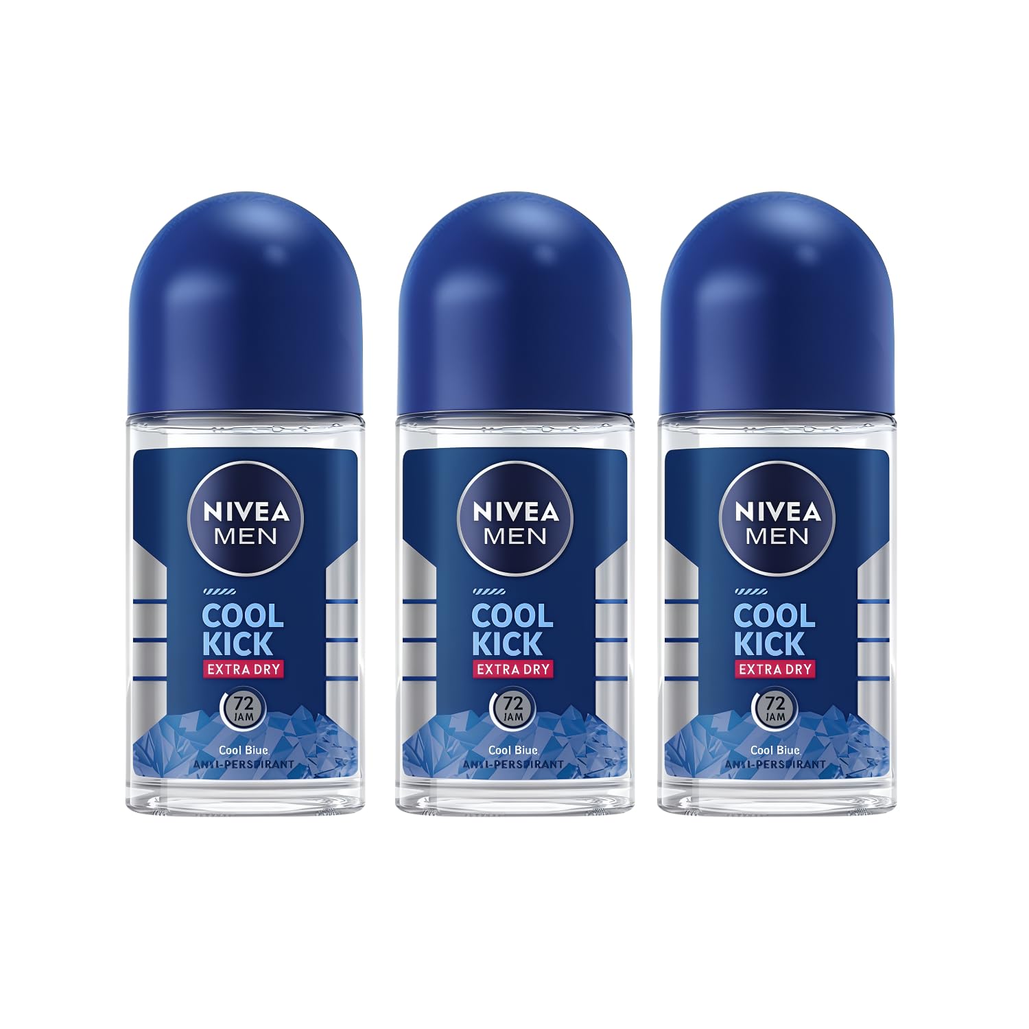 NIVEA Men Cool Kick roll-on application demonstrates quick-dry, refreshing scent for all-day confidence.