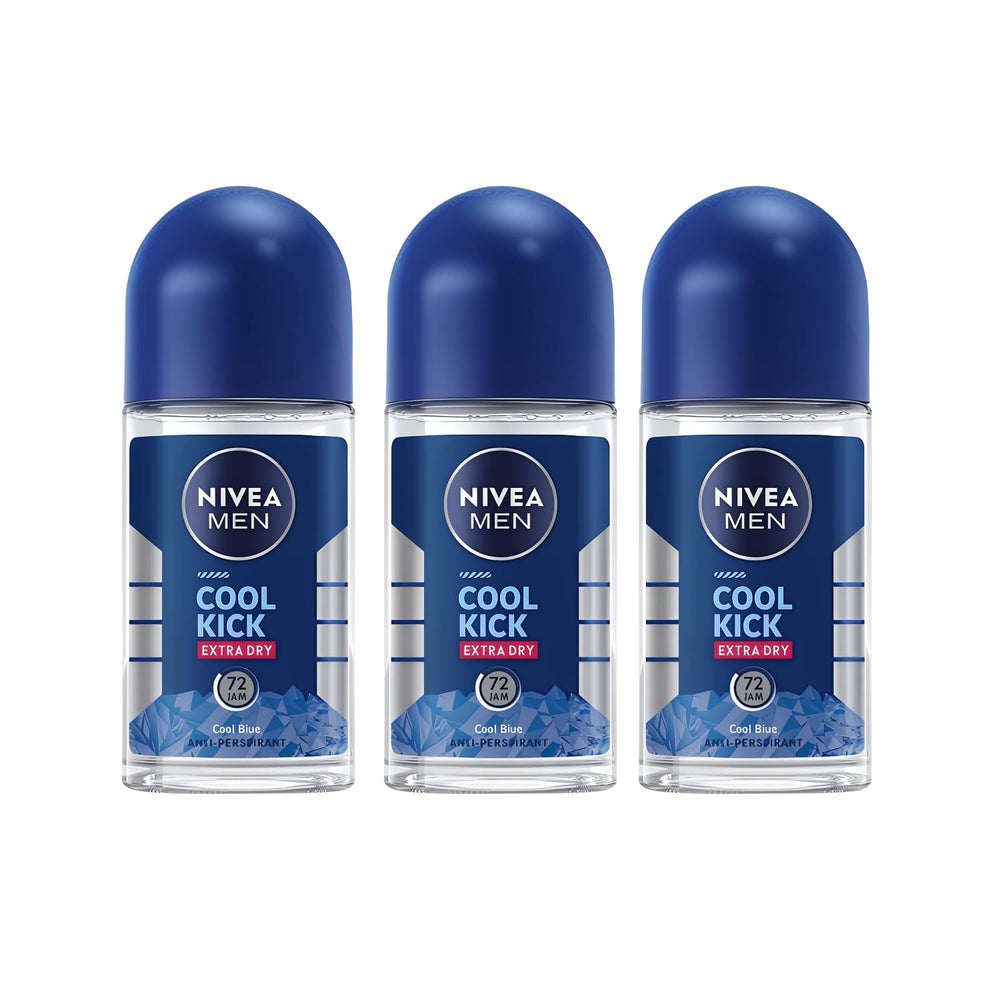 NIVEA Men Cool Kick roll-on application demonstrates quick-dry, refreshing scent for all-day confidence.