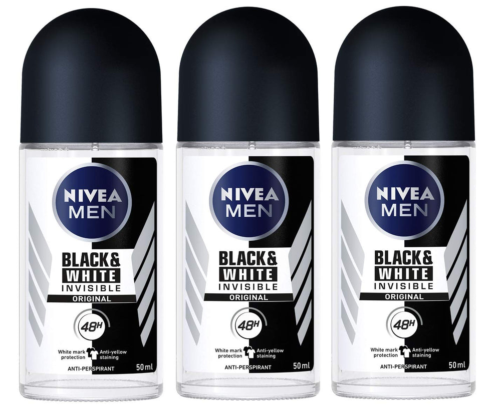 NIVEA Men Invisible roll-on 50ml for black and white fabrics, anti-yellow stains.