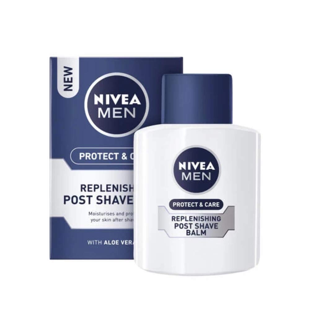 NIVEA MEN Post Shave Balm being applied for instant calm and hydration after shaving.