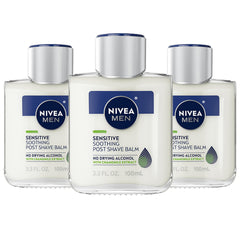 NIVEA MEN Sensitive Post Shave Balm bottle front showing alcohol-free formula for sensitive skin