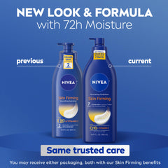 NIVEA Nourishing Hydration ingredient Q10 Vitamin C focus highlights nourishing formula.
