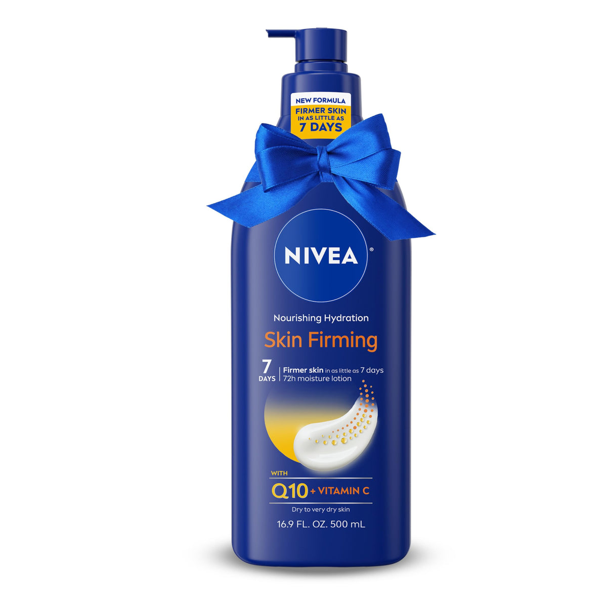 NIVEA Nourishing Hydration skin-firming bottle pump for effortless daily moisturizing.