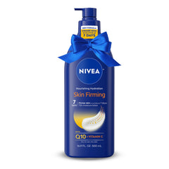 NIVEA Nourishing Hydration skin-firming bottle pump for effortless daily moisturizing.