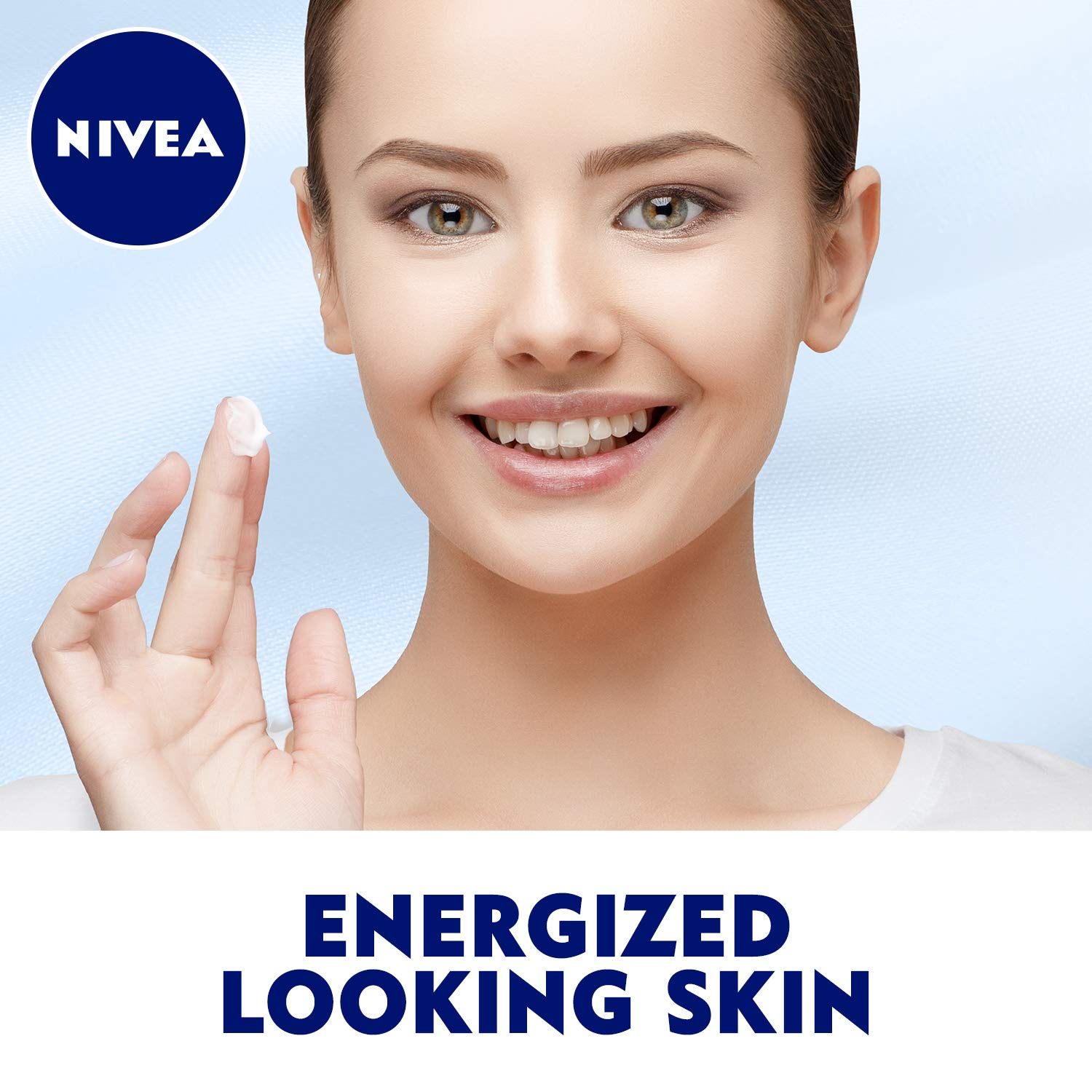 Texture closeup of NIVEA Q10 Energy Day Cream highlighting light moisturising feel.