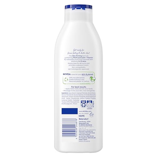 NIVEA Q10 Energy Plus firming bottle back with ingredients for nourishment