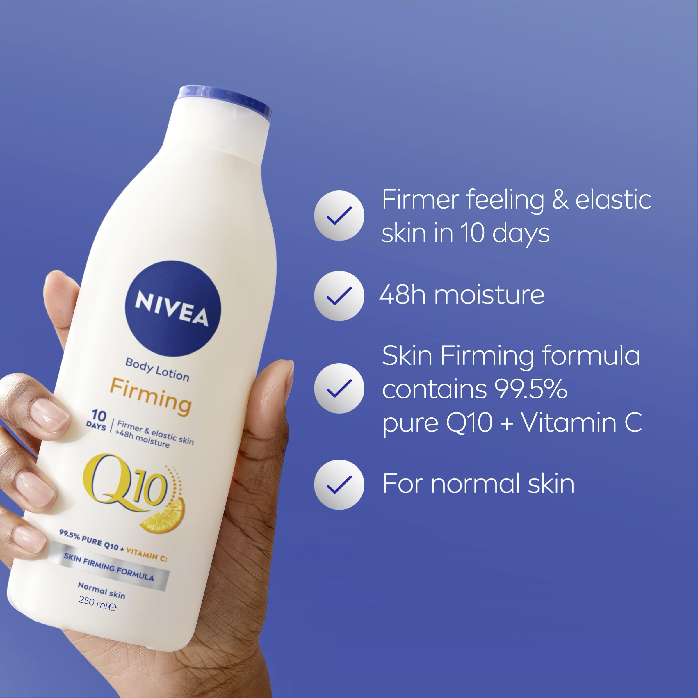 NIVEA Q10 Energy Plus firming texture closeup showing creamy formula