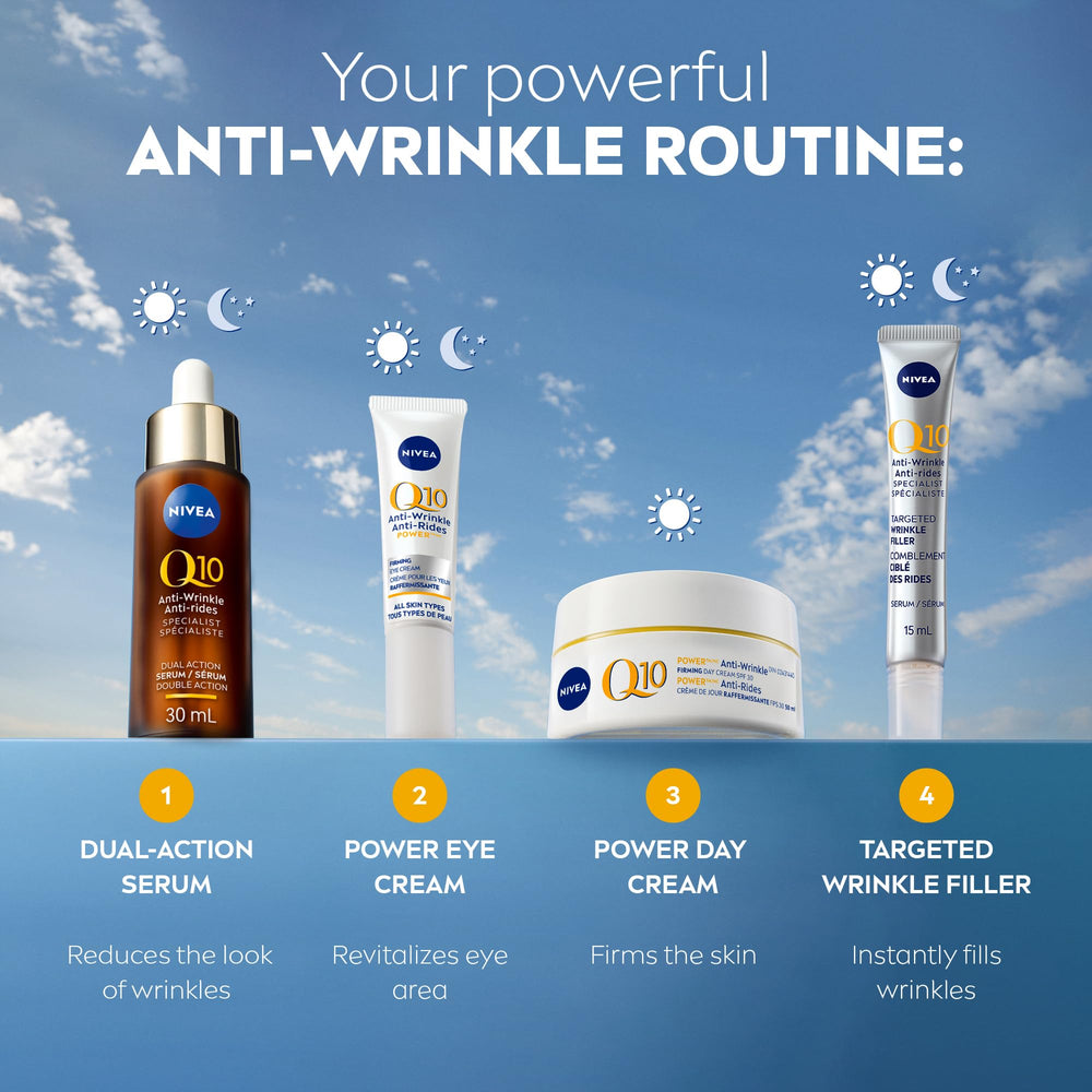 NIVEA Q10 Plus Anti-Wrinkle packaging box with product details.