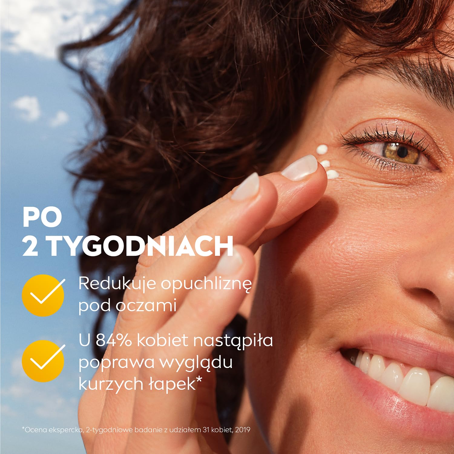 NIVEA Q10 plusC eye cream visibly reduces crow's feet with daily use.