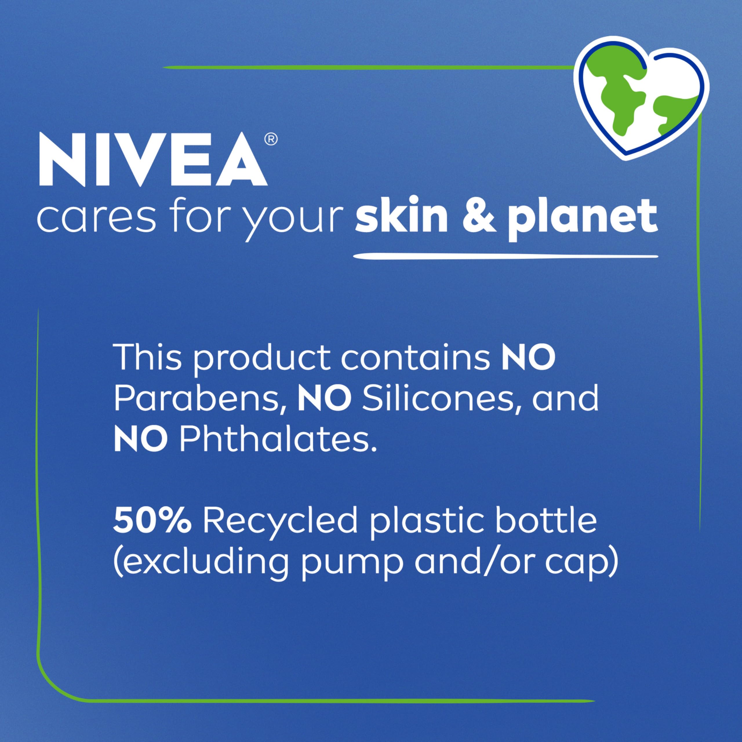 NIVEA Recycled packaging bottle illustrating eco-friendly skincare packaging.