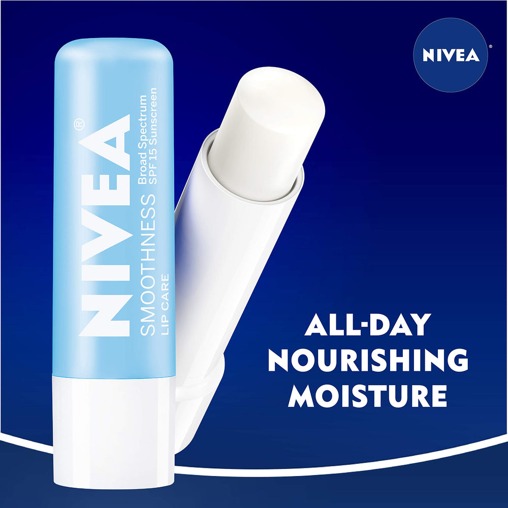NIVEA Smoothness Lip Care avocado oil nourishes lips throughout the day.