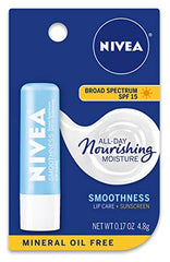 NIVEA Smoothness Lip Care twist-up balm in action, easy to apply.