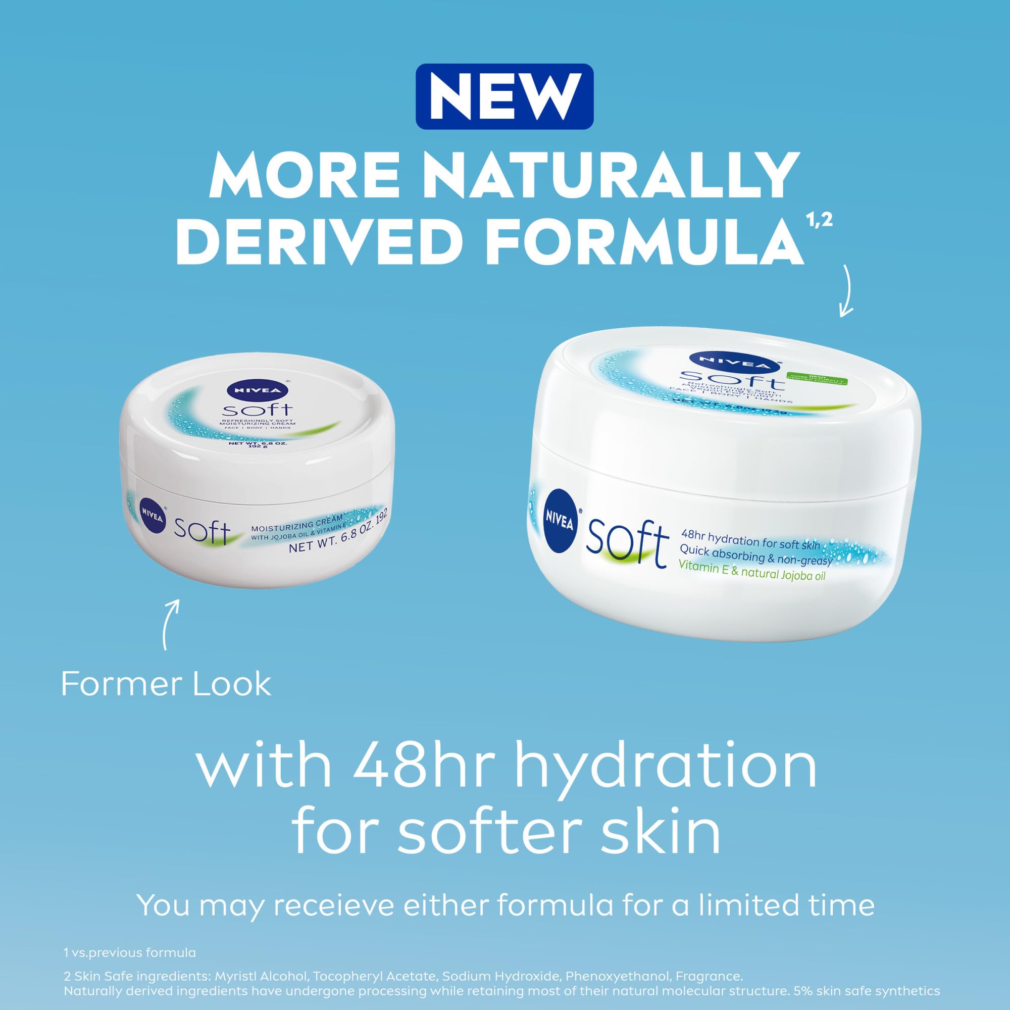 Close-up of NIVEA Soft jar label highlighting lightweight non-greasy formula
