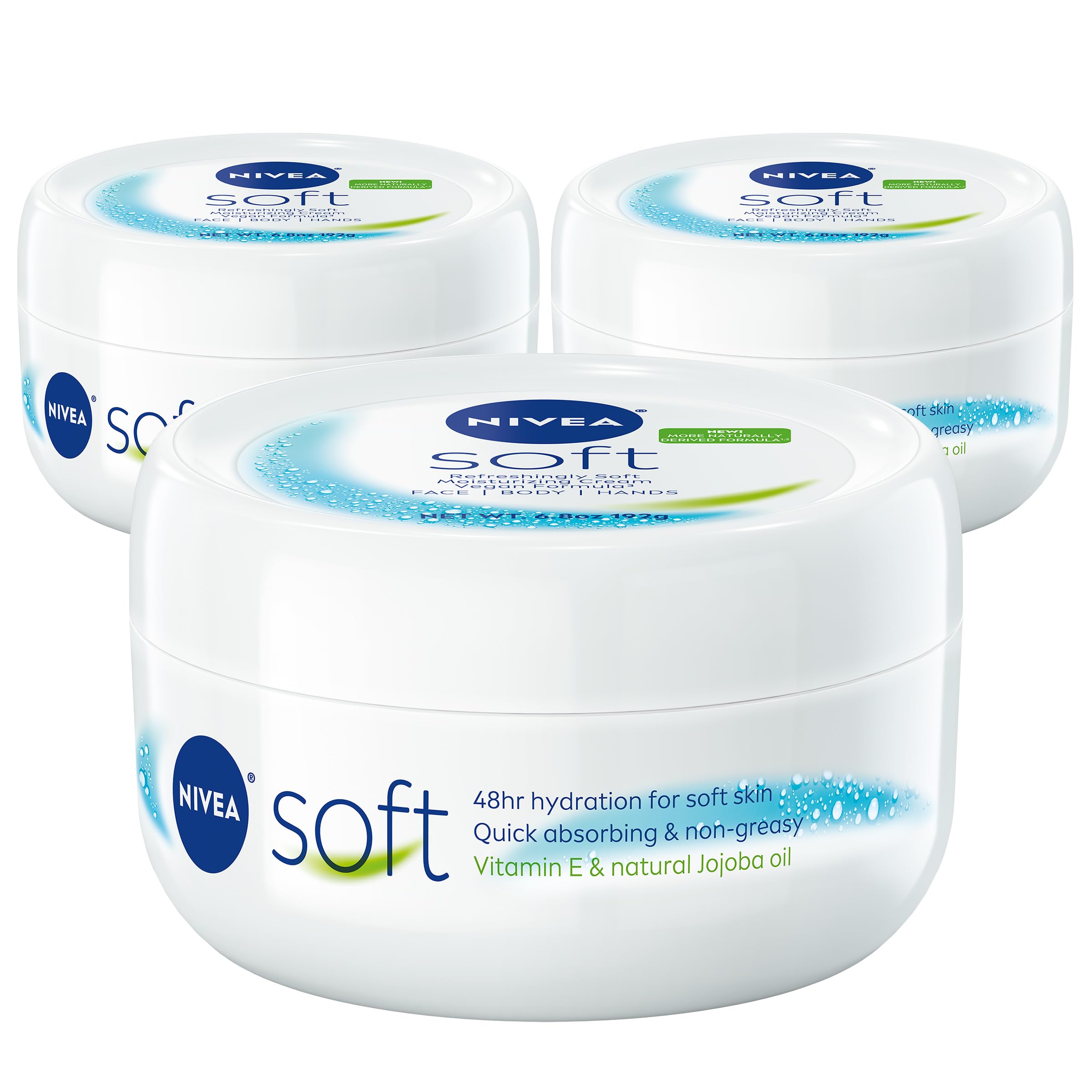 Three-pack of NIVEA Soft cream shows versatile hydration for face, body and hands