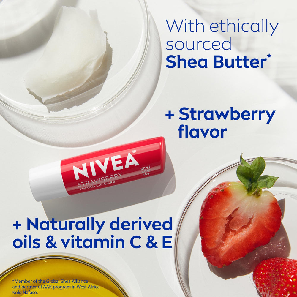 NIVEA lip balm texture close-up highlighting shine and smooth lips