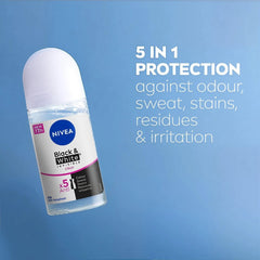 NIVEA Women Black & White Invisible Roll-On bottle side view demonstrating slim travel-friendly design