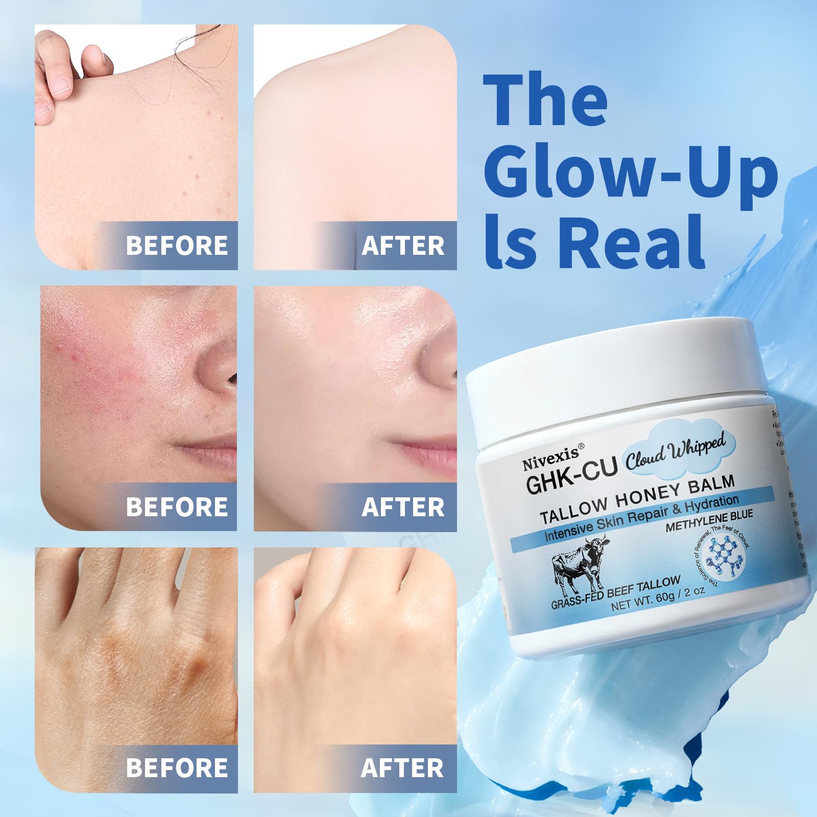 Nivexis skin-barrier glow closeup highlights strengthening and resilience benefits.