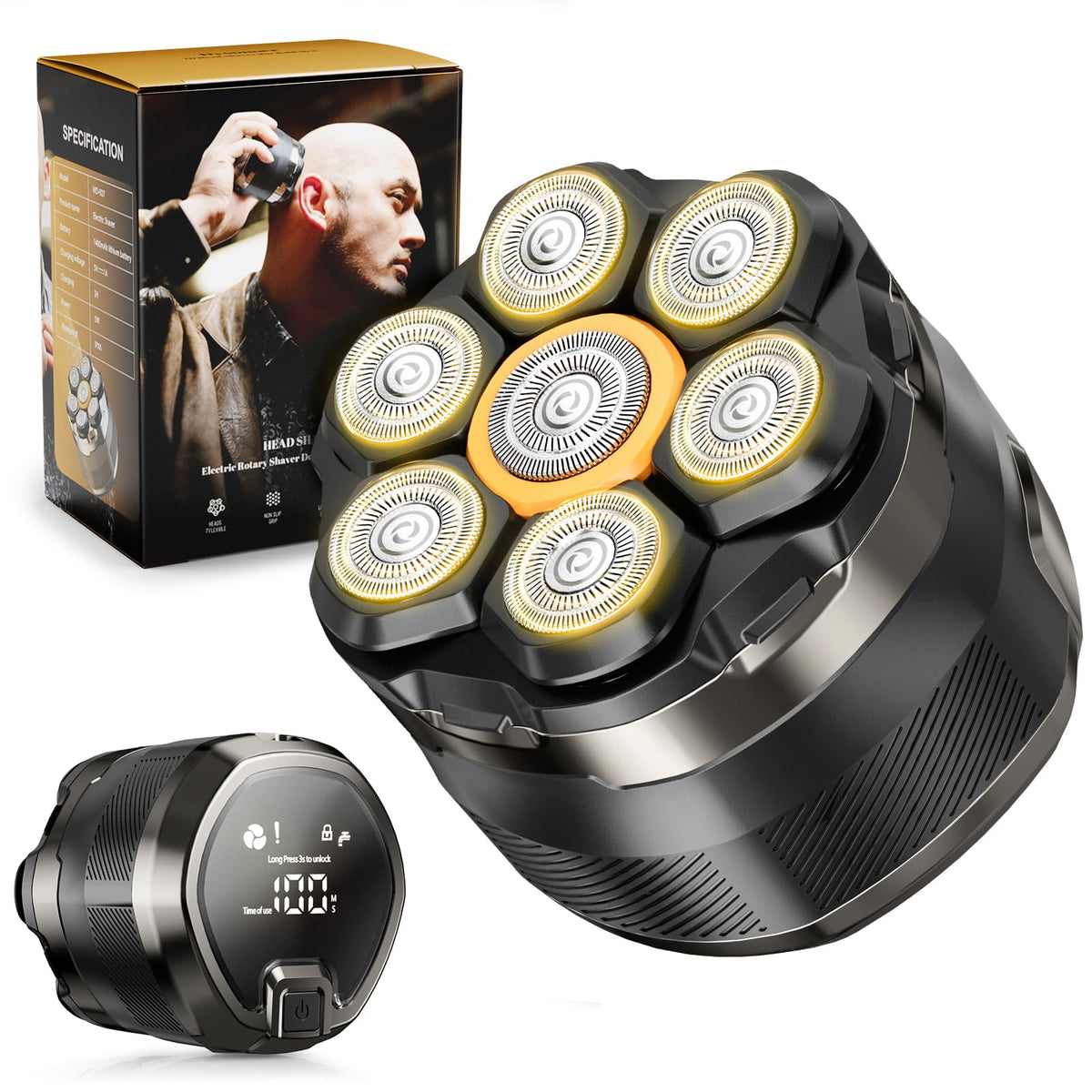 NIWUIO head shaver 7D floating head for precise scalp contouring and a close, comfortable bald shave
