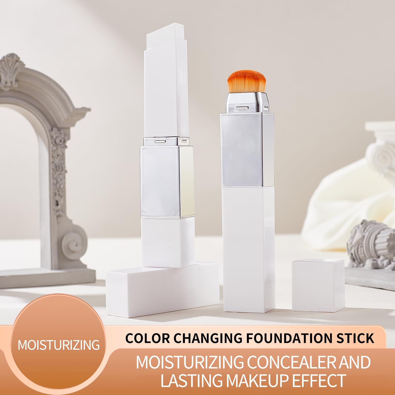 NIZENTA foundation stick applied on skin shows color matching and even texture