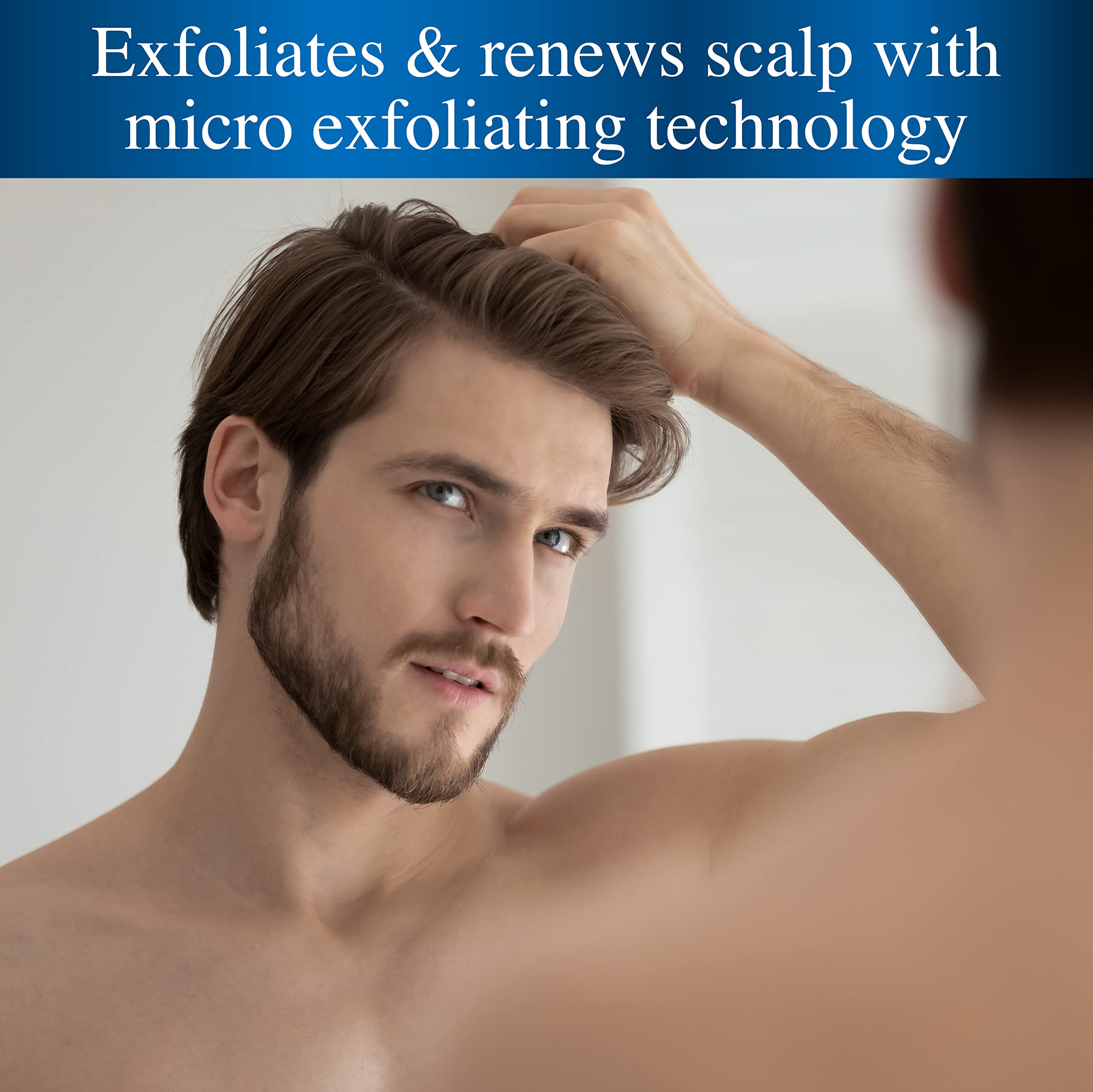 Nizoral pre-shampoo dispense pump in hand ready for scalp treatment.
