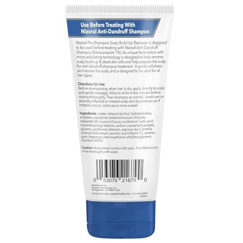 Nizoral pre-shampoo massage on scalp before shampoo for residue removal.