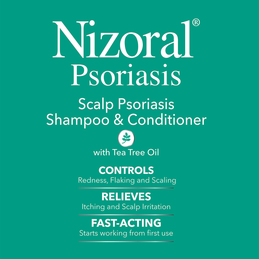 Nizoral psoriasis conditioner bottle—dual-action care.