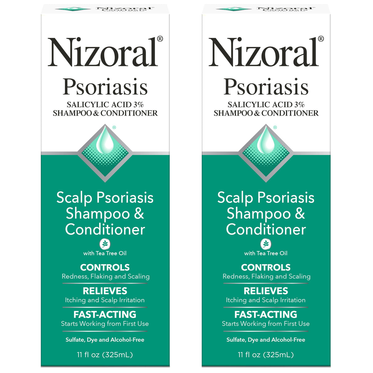 Nizoral psoriasis shampoo bottle pour demonstrating quick relief potential for scalp