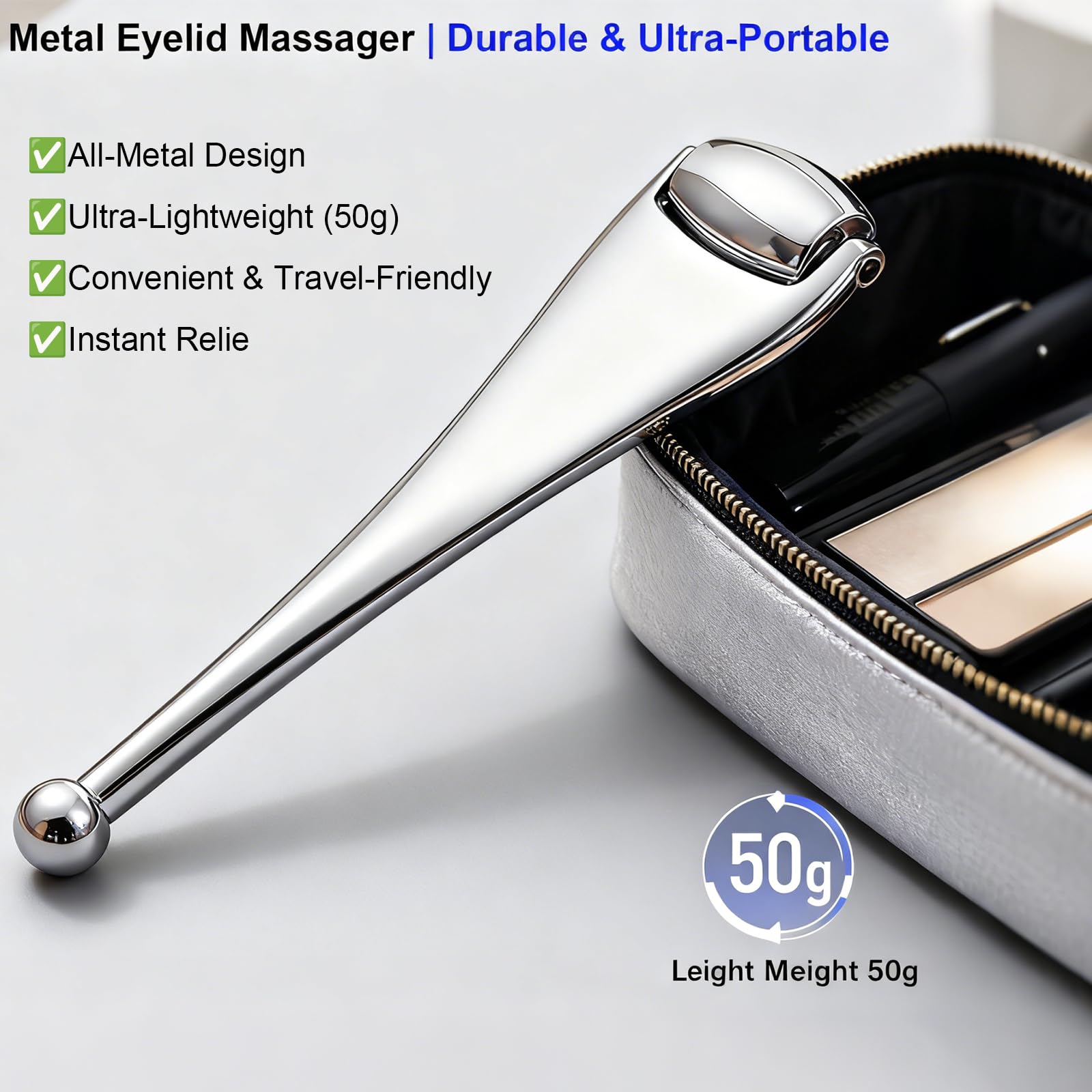 NKQ Rounded-edge massage gently stimulates circulation around the eyelids