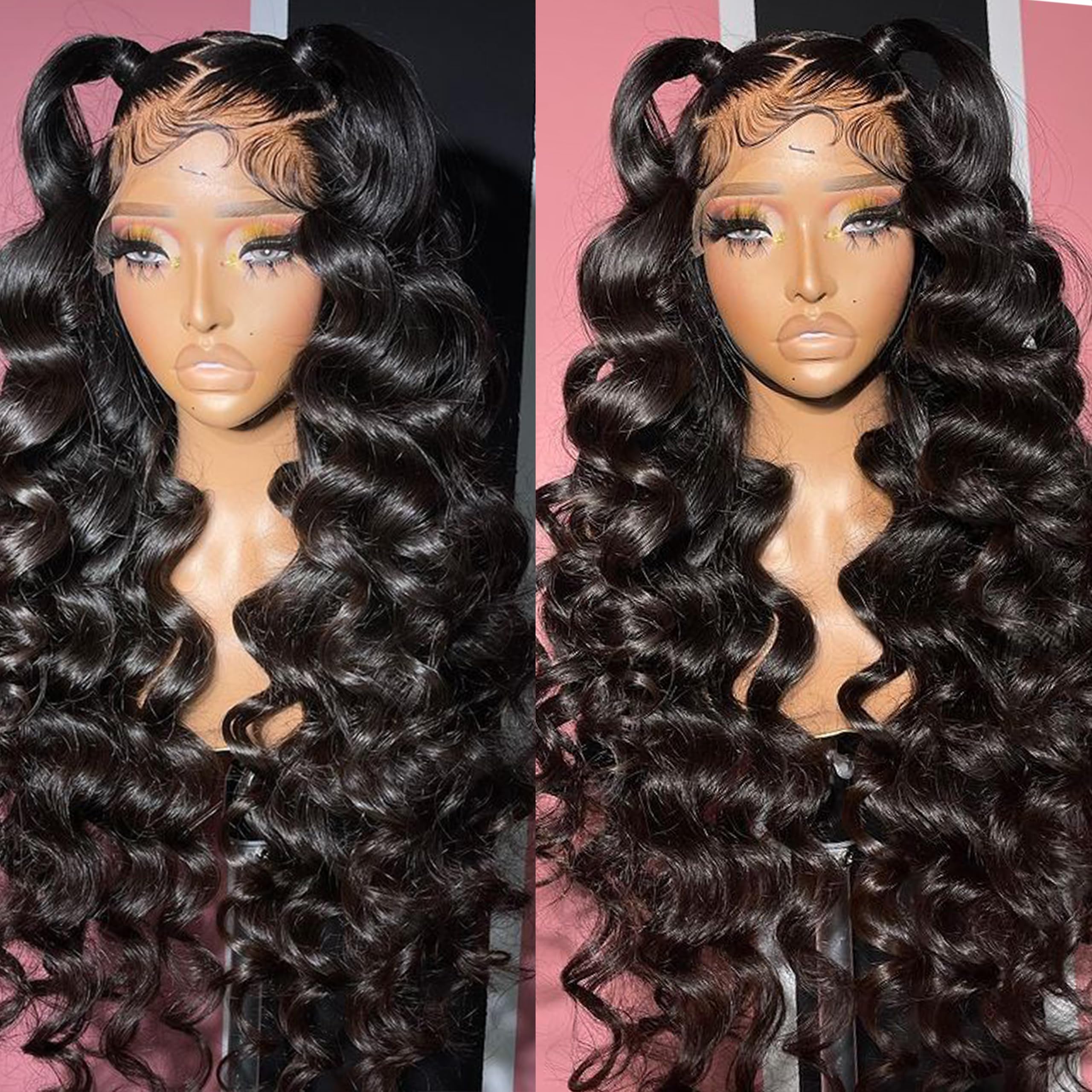 NKTU Deep Wave Lace Front Wig 180-density provides a full-bodied silhouette for versatile styling.