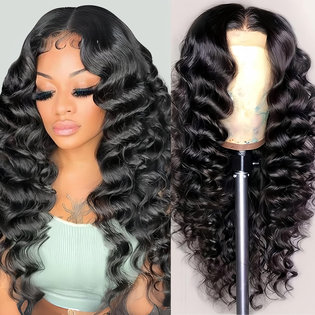 NKTU Deep Wave Lace Front Wig front view shows natural hairline for seamless selfies.