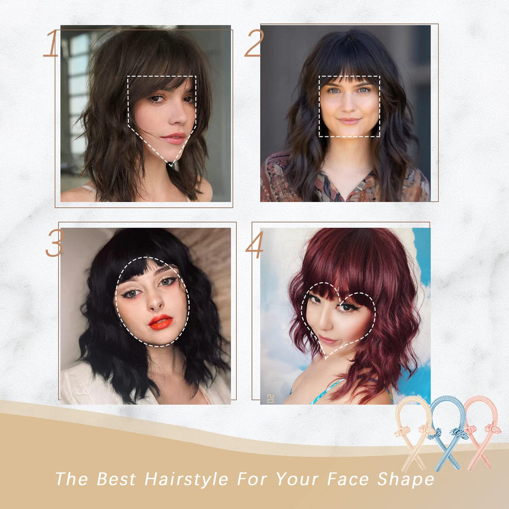 Nnzes Black Wavy Wig with Bangs easy-wear design for quick styling.