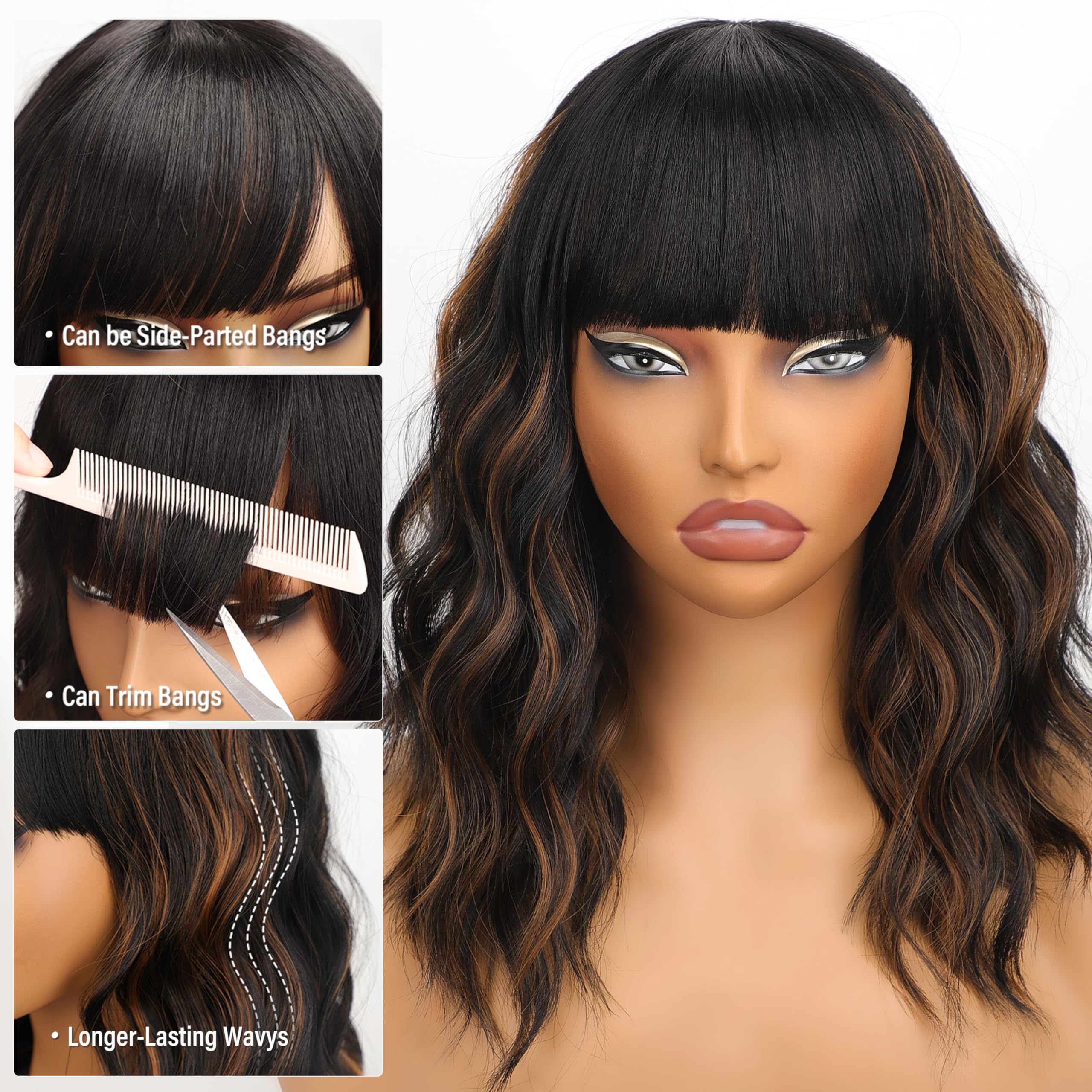 Nnzes short bob wavy wig shows a natural, easy-care look.