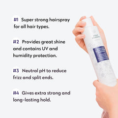 No Nothing Sensitive Extra Hold hairspray closeup mist shows lightweight non-crunch finish.
