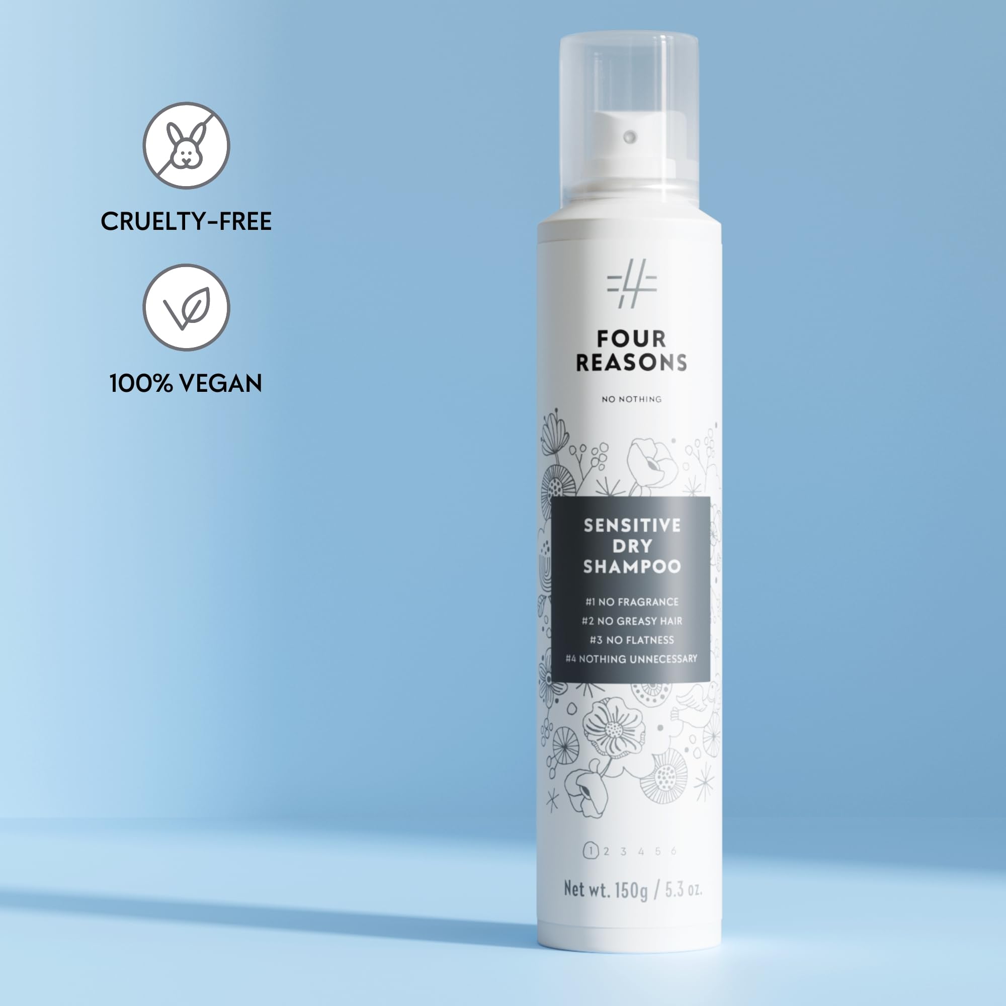 No Nothing dry shampoo clear finish on dark hair shows invisible, chalk-free lift.