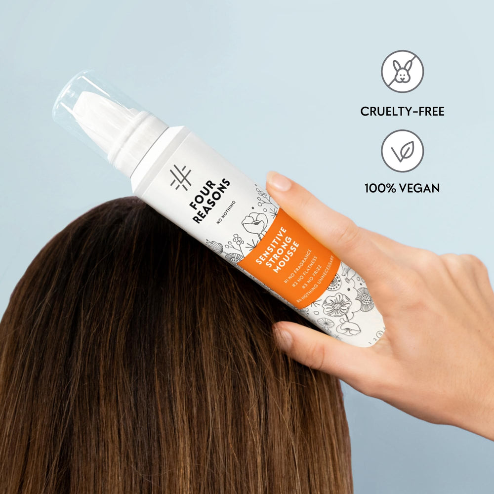 No nothing Very Sensitive Strong Hair Mousse on hair demonstrates volumizing effect.