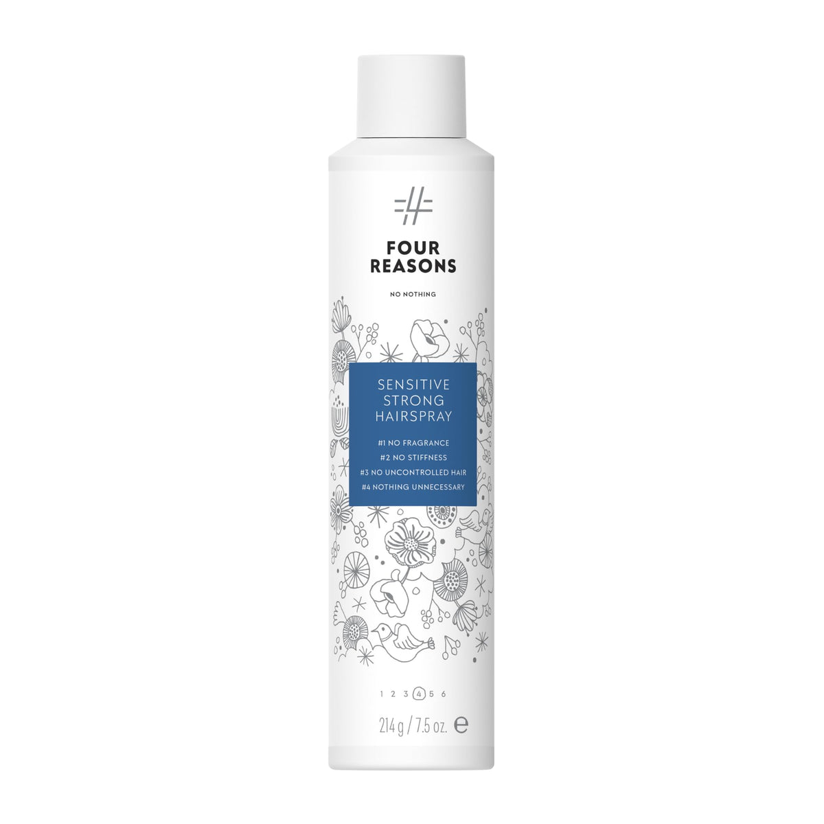 No Nothing Very Sensitive Strong Hairspray bottle with fragrance-free, high-hold styling.