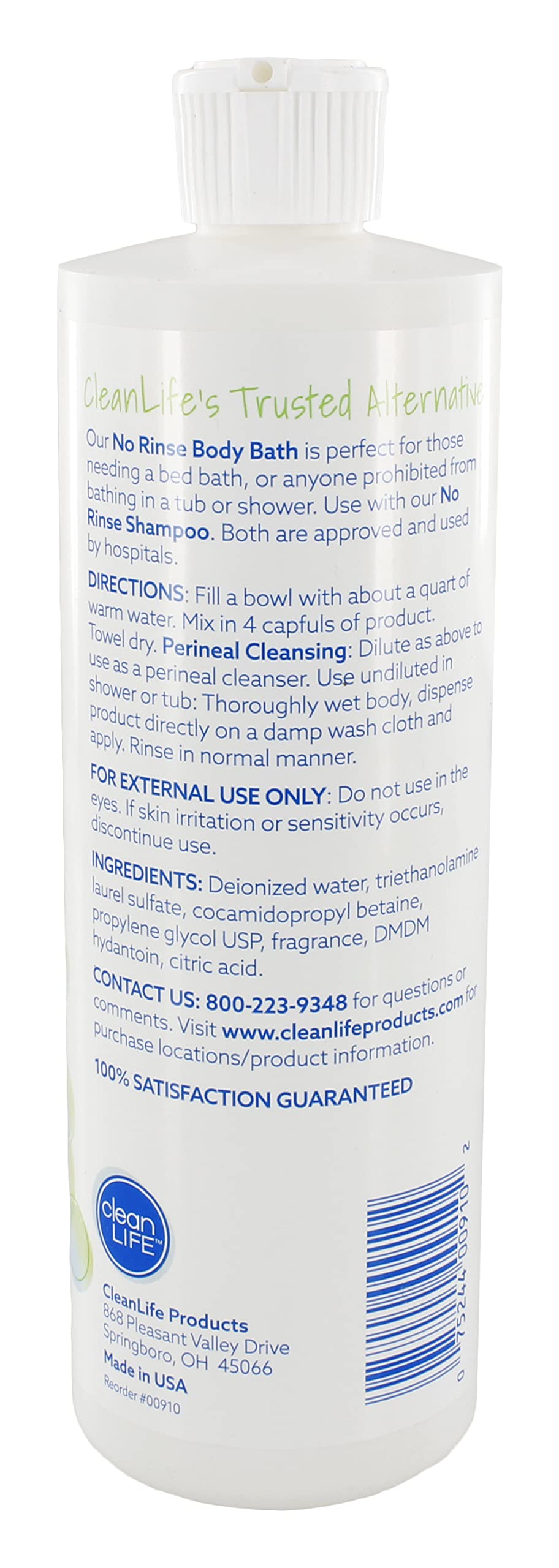 No-Rinse Body Bath application scene shows quick skin cleansing without water.