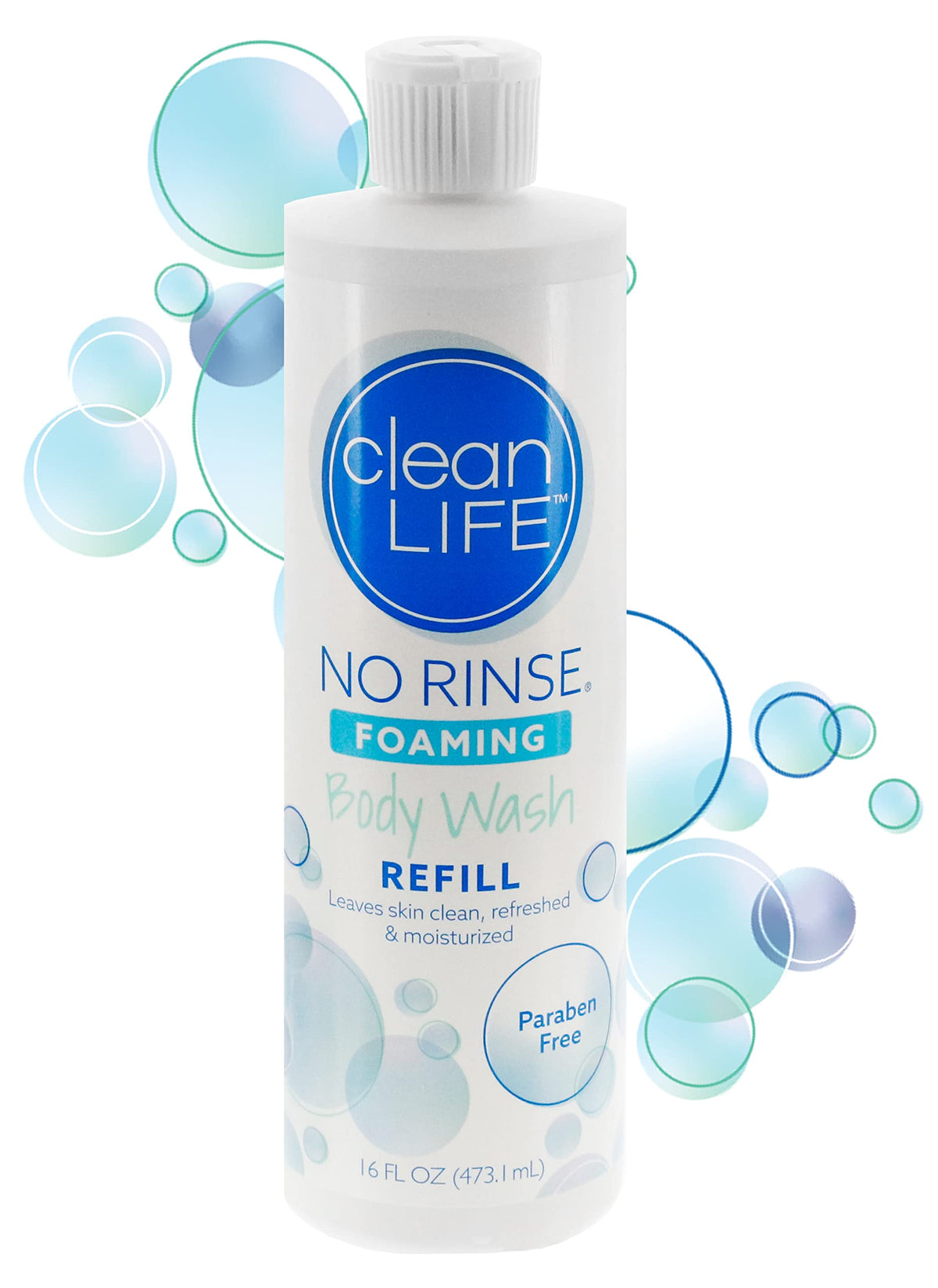 No-Rinse foaming body wash bottle-dispense for quick waterless cleanse on the go.
