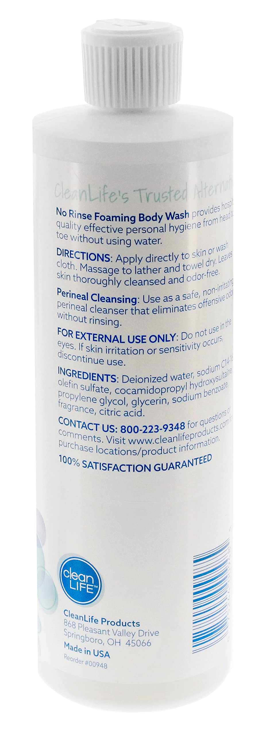 No-Rinse foaming body wash refill-16oz highlights eco-friendly refill and cost savings.