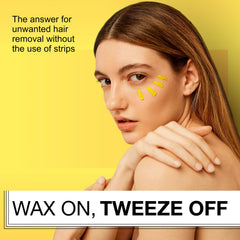 No-Tweeze hard wax stripless setup demonstrates easy at-home waxing without strips