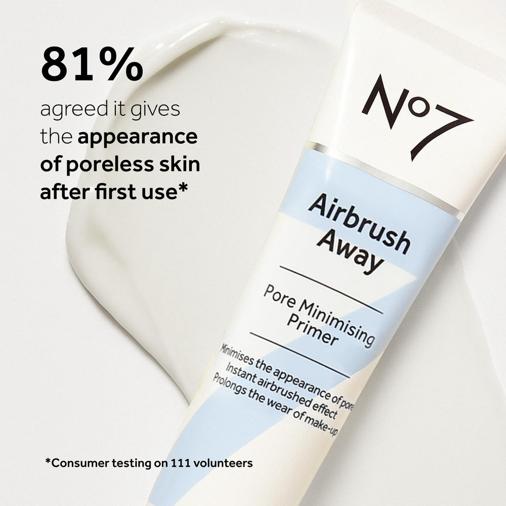 No7 Airbrush Away primer extends makeup wear up to 12 hours for day-long looks.