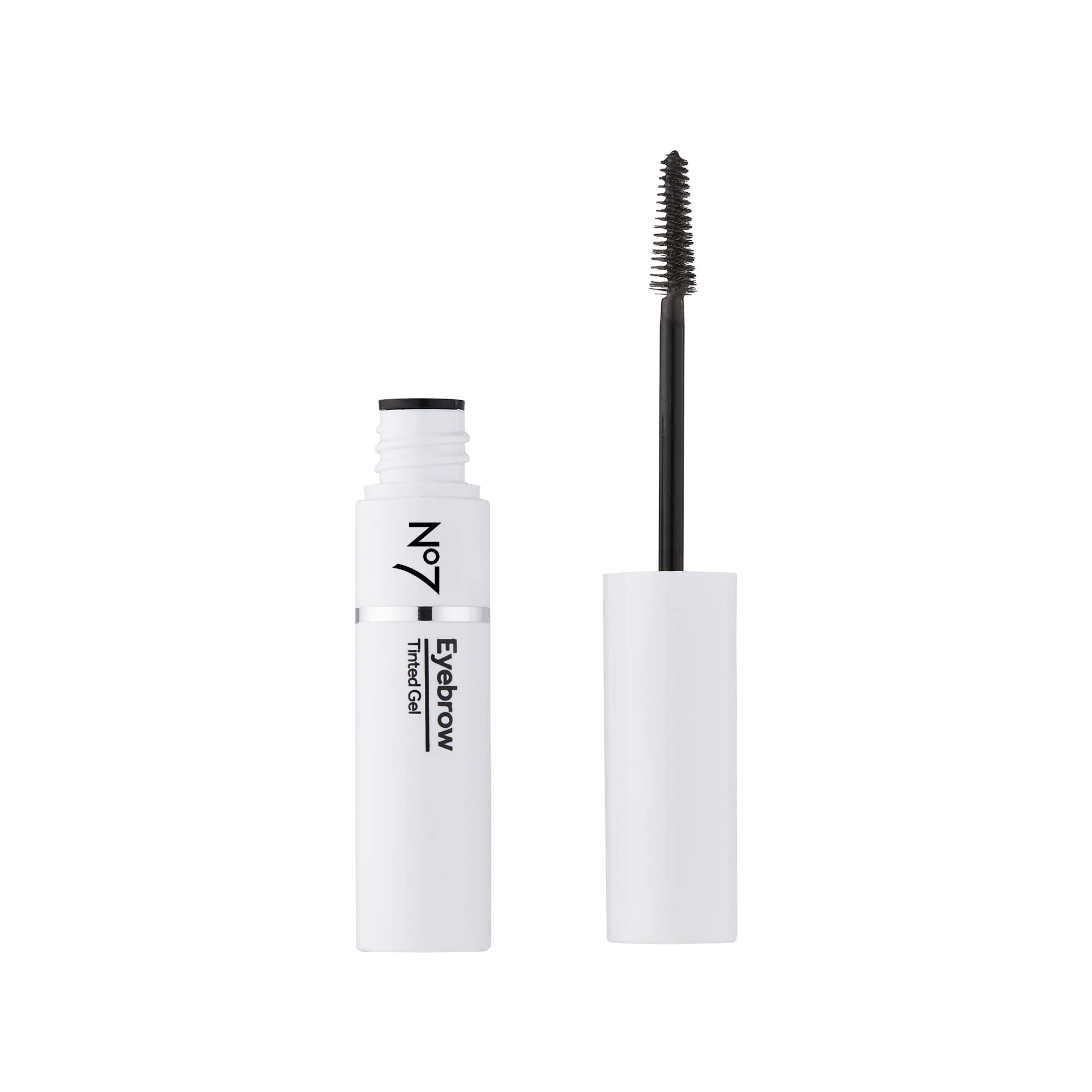 No7 Beautiful Eyebrows Gel curved wand application for precise brow shaping.